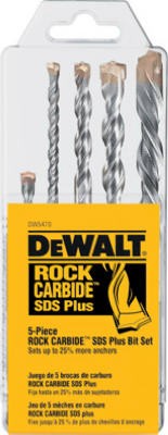 5PC DEWALT SDS CARBIDE PLUS HAMMER SET