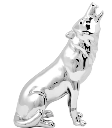 CHROME HOWLING WOLF HOOD ORNAMENT