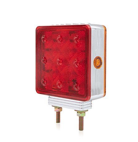 SQUARE CHROME RED/AMBER STT/PFT PEDESTAL RH DOUBLE POST