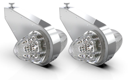 TEARDROP BILLET CHROME MIRROR SIDE MOUNT SIGNAL BRACKET CLEAR LENS