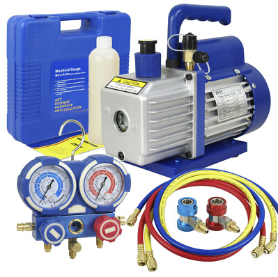 R134A HVAC AIR VACUUM PUMP MANIFOLD GAUGE KIT