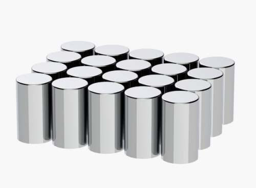 33MM X 3-1/2'' CHROME PLASTIC CYLINDER NUT COVERS THREAD ON BOX OF 10
