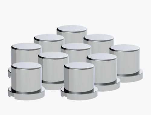 15/16" X 1-3/16" CHROME PLASTIC FLAT TOP NUT COVERS PUSH ON (10 PACK)