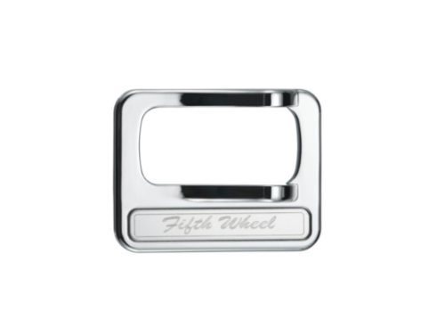 CHROME PLASTIC ROCKER SWITCH COVER WITH STAINLESS PLAQUE FOR PETERBILT FIFTH WHEEL