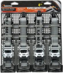 RATCHET TIE DOWN 12'X1" GRAY 4PC 1000 WLL