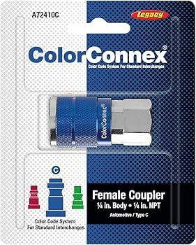 COUPLER 1/4" X 1/4" FNPT AUTO BLUE C2 CARDED