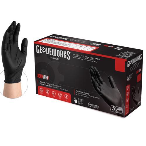 100PK LARGE GLOVEWORKS BLACK NITRILE GPNB46100