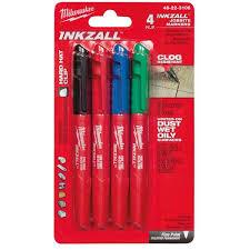 MILWAUKEE MARKERS FINE PT COLORED 4/PK INKZALL
