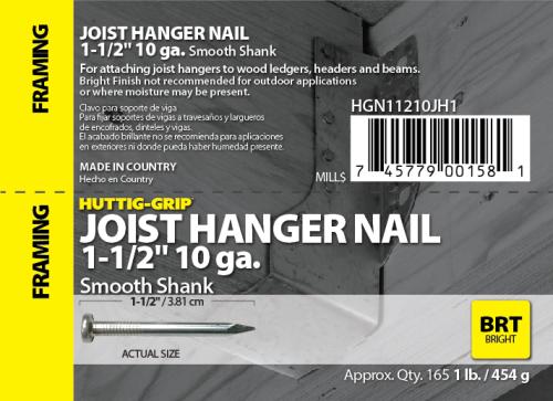 1-1/2 (10 GA) BRIGHT JOIST HANGER NAILS 1#