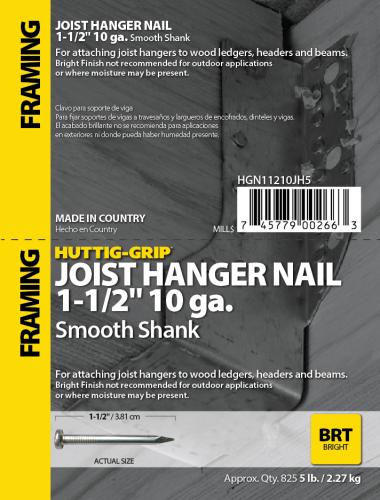 1-1/2 (10 GA) BRIGHT JOIST HANGER NAILS 5#