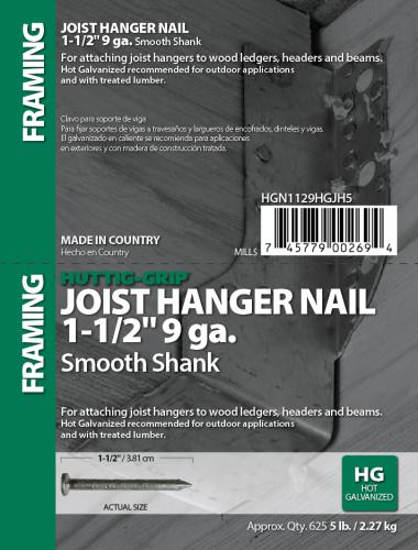 1-1/2 (9 GA) HDG JOIST HANGER NAIL 5#