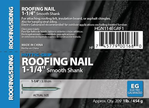 1-1/4 ELECTRO GALVANIZED ROOFING NAIL 5#