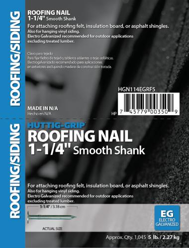 1-1/4 ELECTRO GALVANIZED ROOFING NAIL 5#
