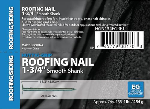 1-3/4 ELECTRO GALVANIZED ROOFING NAIL 1#