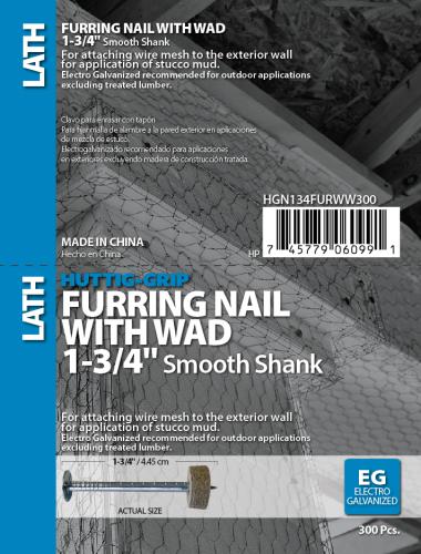1-3/4 ELECTRO GALVANIZED FURRING NAIL W/ WAD 300 PC/BOX