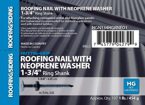 1-3/4 HDG ROOFING NAIL W/ NEOPRENE WASHER 1#