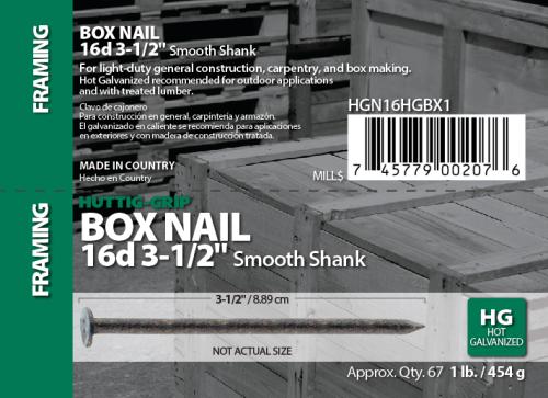 16D HDG BOX NAIL 1#