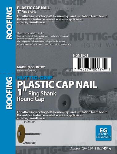 1 ELECTRO GALVANIZED PLASTIC CAP NAILS 1#