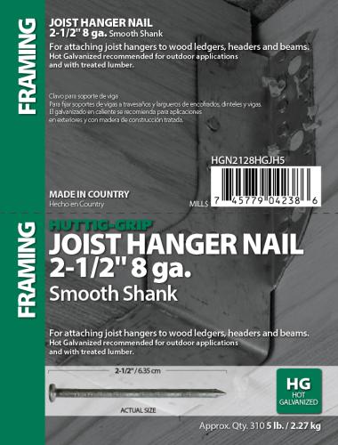 2-1/2 (8 GA) HDG JOIST HANGER NAIL 5#