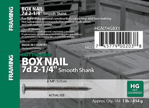 7D HDG BOX NAIL 1#