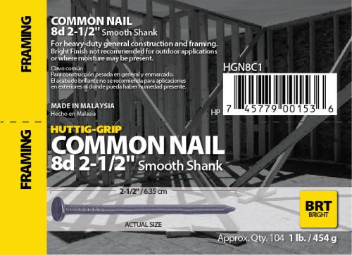 8D BRIGHT COMMON NAIL #1