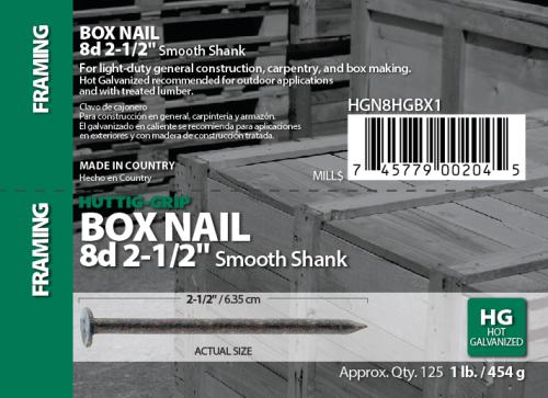 8D HDG BOX NAIL 1#