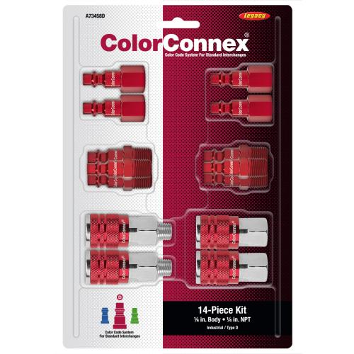 COUPLER AND PLUG KIT 1/4" INDUST NPT RED 14-PC