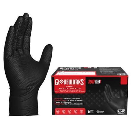 NITRILE GLOVE DISPOSABLE 6MIL BLACK X-LRG 100/BX