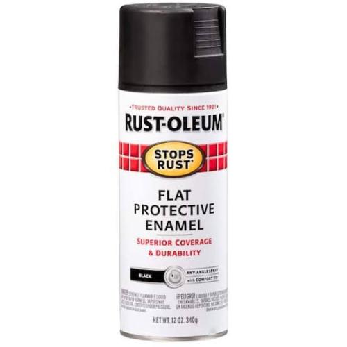 12 OZ SPRAY RUSTOLEUM FLAT PROTECTIVE ENAMEL BLACK 7776