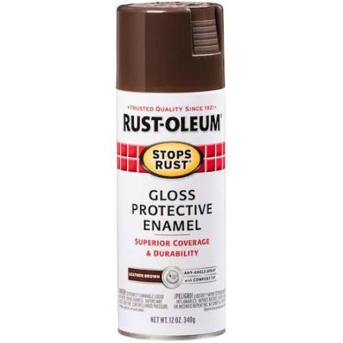 12 OZ SPRAY RUSTOLEUM GLOSS PROTECTIVE ENAMEL LEATHER BROWN 7775