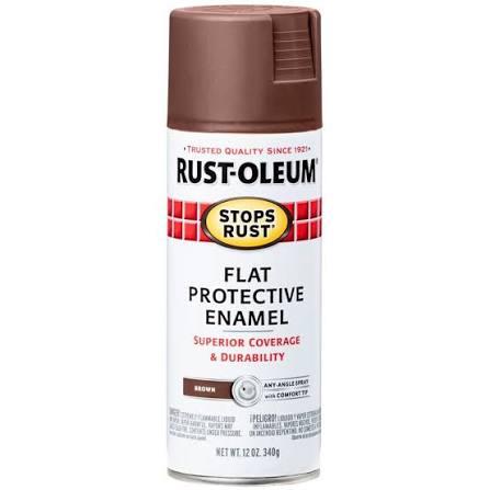12 OZ SPRAY RUSTOLEUM FLAT PROTECTIVE ENAMEL BROWN 21408