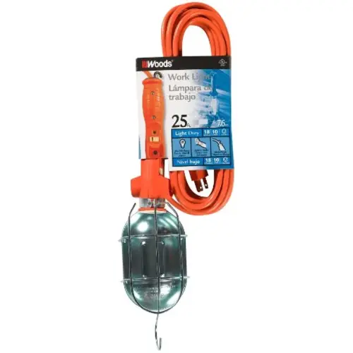 TROUBLE LIGHT METAL GUARD 18/3 X 25' W/OUTLET