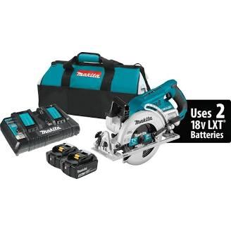 MAKITA 7-1/4" 18V REAR HANDLE CIRCULAR SAW, 2 BATTERIES AND CHARGER XSR01PT