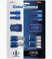COUPLER AND PLUG KIT 1/4" AUTO NPT BLUE 14-PC