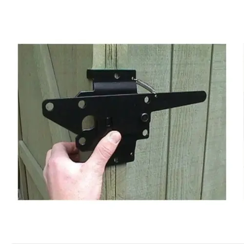 Gate Post Latch mounted on a wooden gate, ready for secure operation.