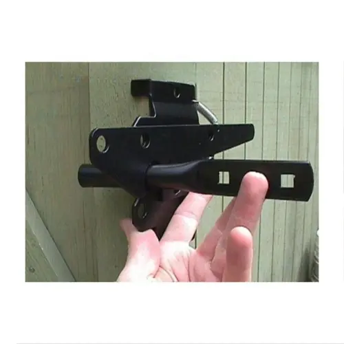 Gate Post Latch mounted on a wood gate, demonstrating its secure fit and function.