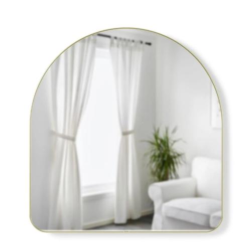 Umbra Hubba 34-1/4" W x 36-1/4" H Arched Framed Bathroom Mirror, Brass