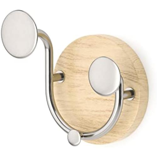 Umbra Melody Wall-Mount Coat Valet Hook, Model 1019564-392, Natural/Nickel