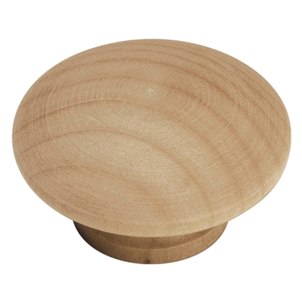 Knob 1-1/2" Dia. Natural Woodcraft Unfinished Wood