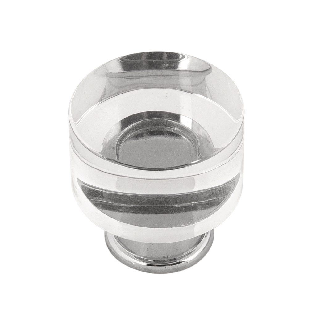 Knob 1-1/4" Dia. Midway Crysacrylic With Chrome