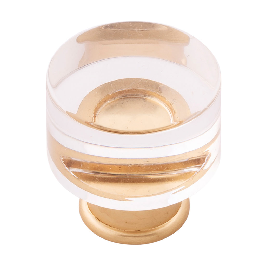 Knob 1-1/4" Dia. Midway Crysacrylic With Brushed Golden Brass