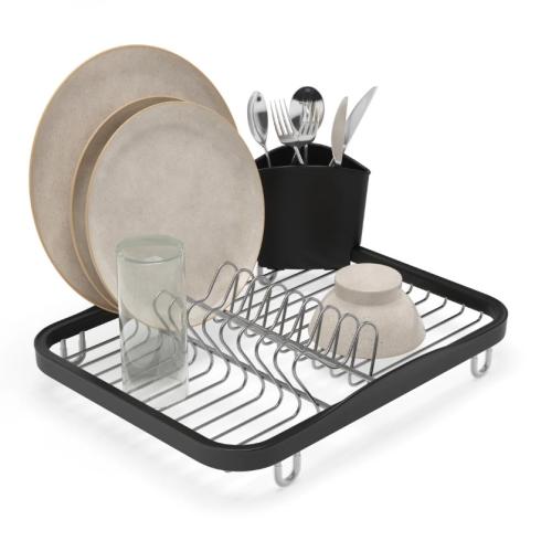 Umbra SinkIn Dish Rack, Model 330065-744, Smoke/Nickel