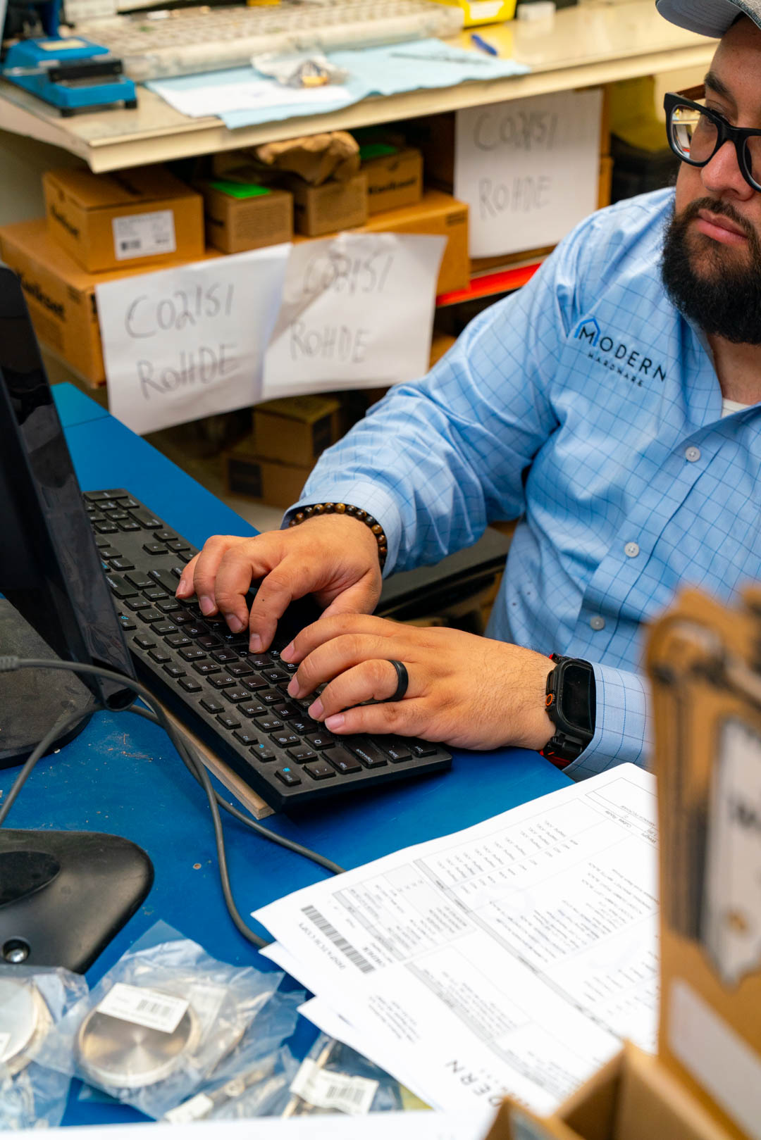 Joel working in commercial sales at Modern Hardware