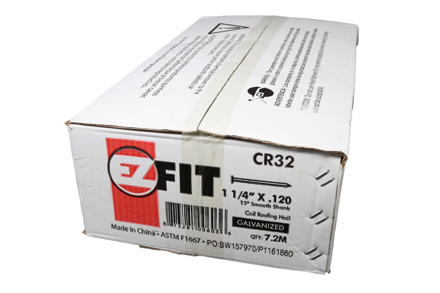 EZ FIT CR32 1-1/4" x .120 EG GALVANIZED WIRE COIL ROOF NAIL 7.2M