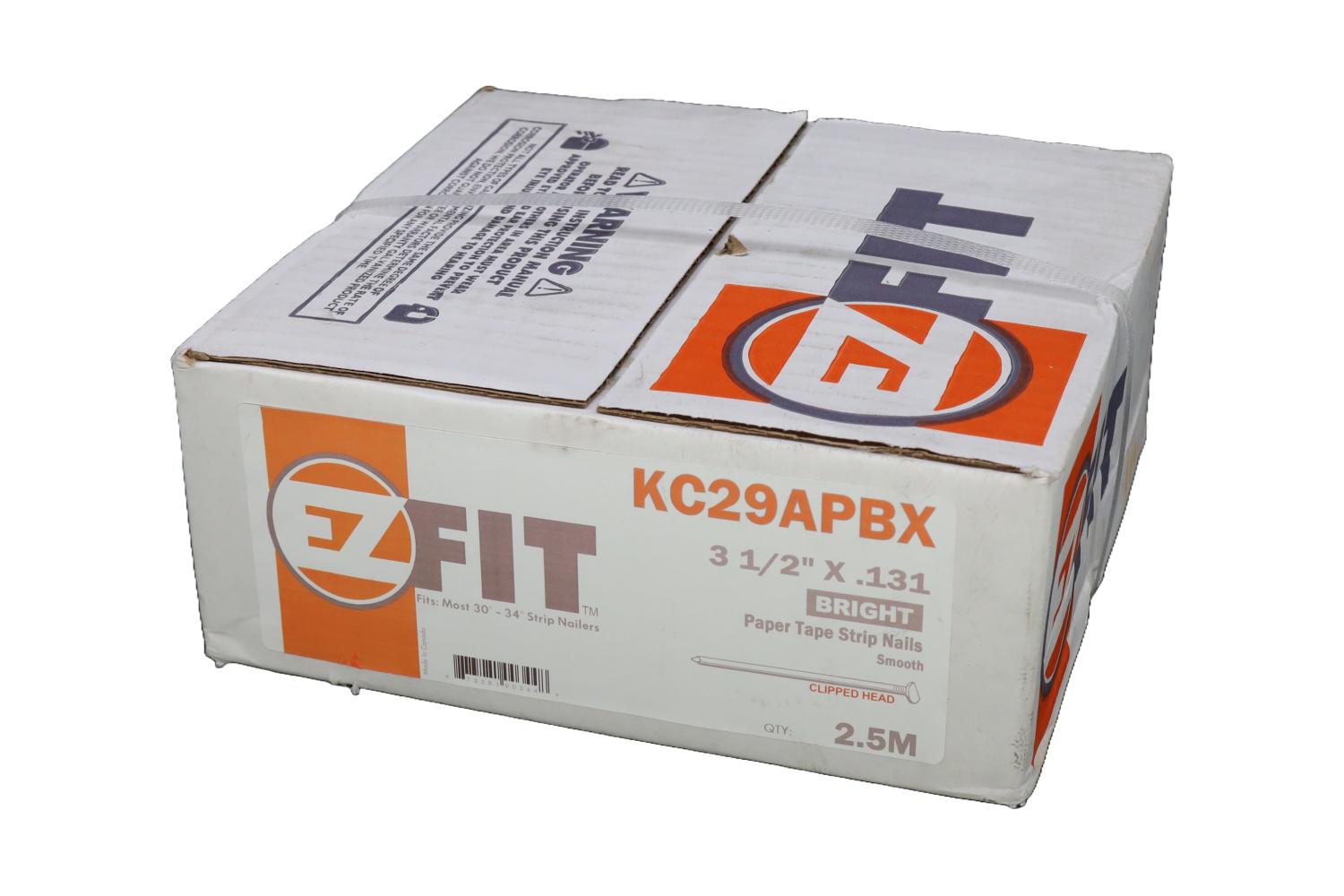 EZ FIT KC29APBX PT34131-CH 3-1/2X131 2.5M 34DG PAPER TAPE NAIL BRT SM CLIPPED HEAD 60525