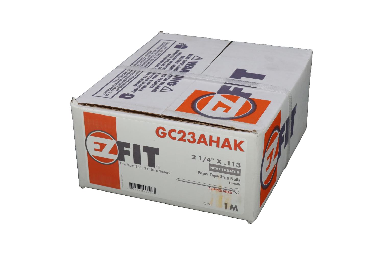 EZ FIT GC23AHAK PT22113HC-CH SENCO 2-1/4X113 1M 34DG PAPER TAPE STRIP NAIL BRT HARD SM CLIPPED HEAD 50403