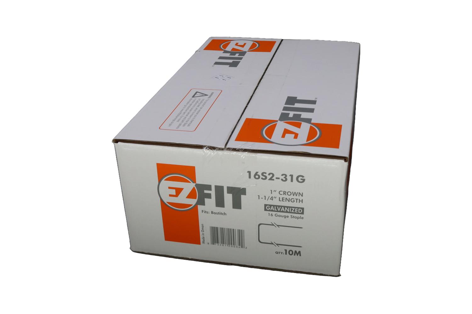 EZ FIT 16S2-31G 1" X 1-1/4" 16GA GALV STAPLE 10M