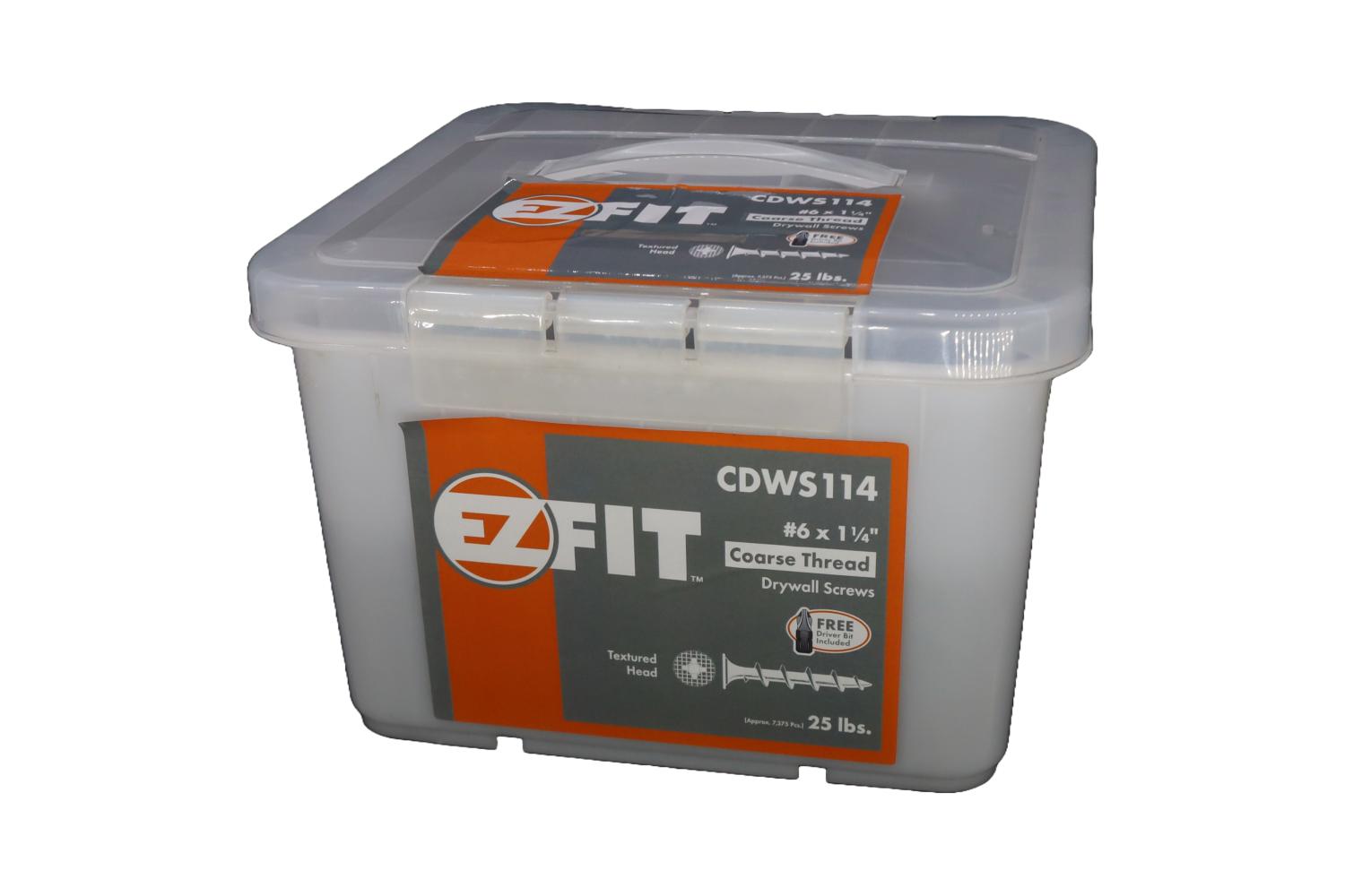 EZ FIT CDWS114-25LB #6X1-1/4 COARSE DRYWALL SCREW PHILLIP TEXTURED HEAD
