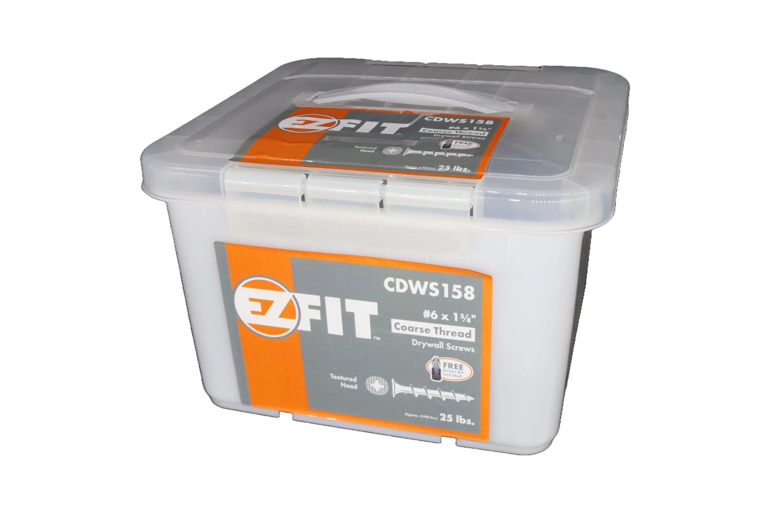 EZ FIT CDWS158-25LB #6X1-5/8 COARSE DRYWALL SCREW PHILLIP TEXTURED HEAD