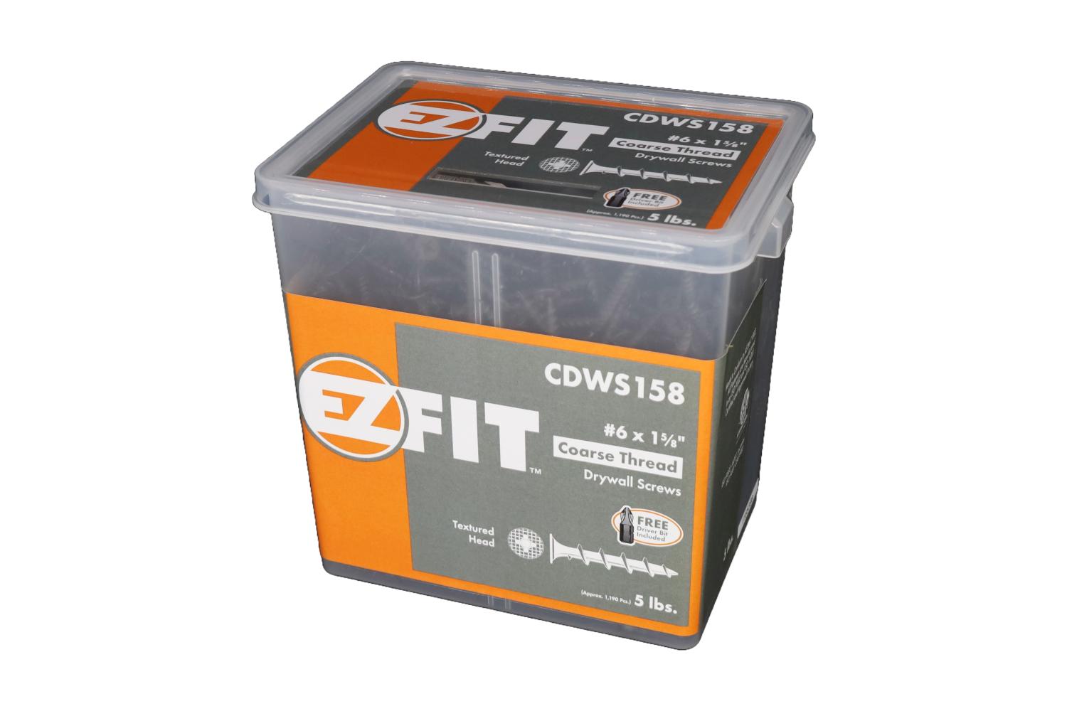 EZ FIT CDWS158-5LB #6X1-5/8 COARSE DRYWALL SCREW PHILLIP TEXTURED HEAD
